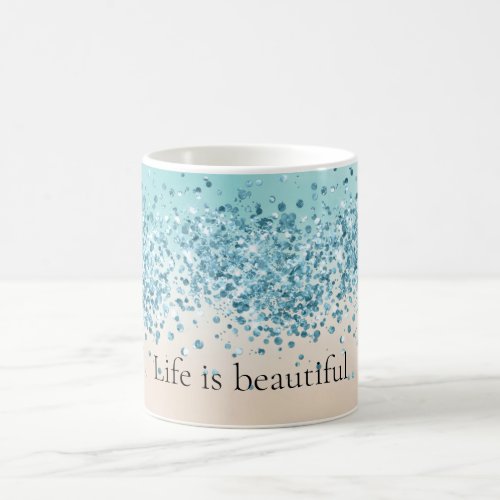 Cream Peach Aqua Confetti Sparkle   Coffee Mug