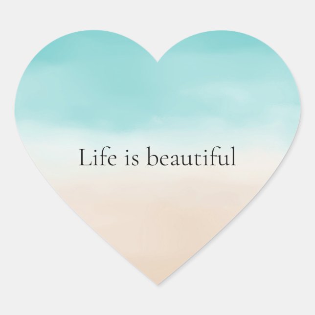 Cream Peach Aqua Ombre           Heart Sticker (Front)