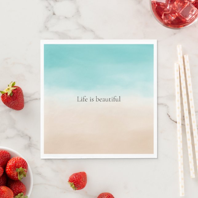 Cream Peach Aqua Ombre    Napkins (Insitu)