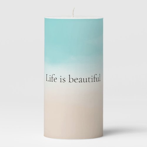 Cream Peach Aqua Ombre            Pillar Candle