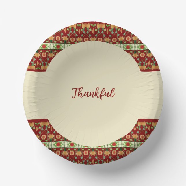 Cream Peach Burgundy And Dark Green Paper Bowls (Front)