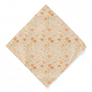 Cream & Peach Floral Pattern Pocket Square Bandana