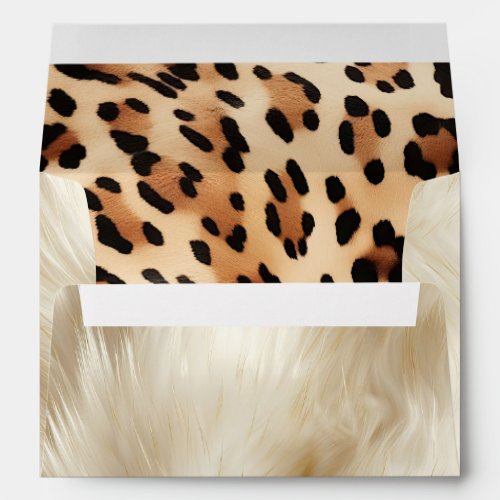 Cream Peach Leopard Animal Fur Envelope