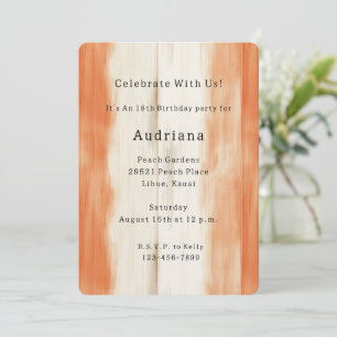 Cream Peach Orange Stripes Birthday Invitation