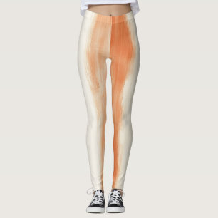 Cream Peach Orange Stripes Birthday Leggings