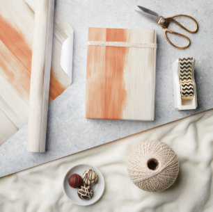 Cream Peach Orange Stripes Birthday Wrapping Paper