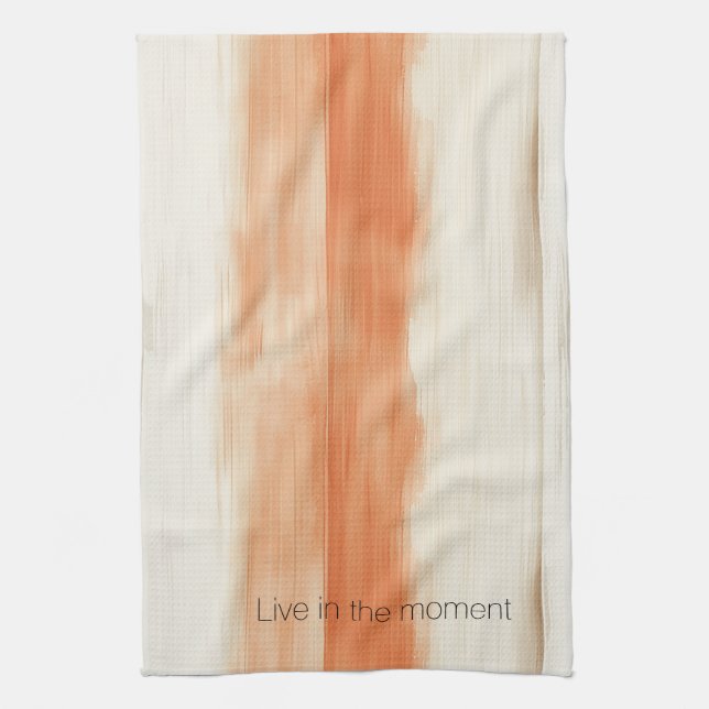 Cream Peach Orange Stripes   Kitchen Towel (Vertical)