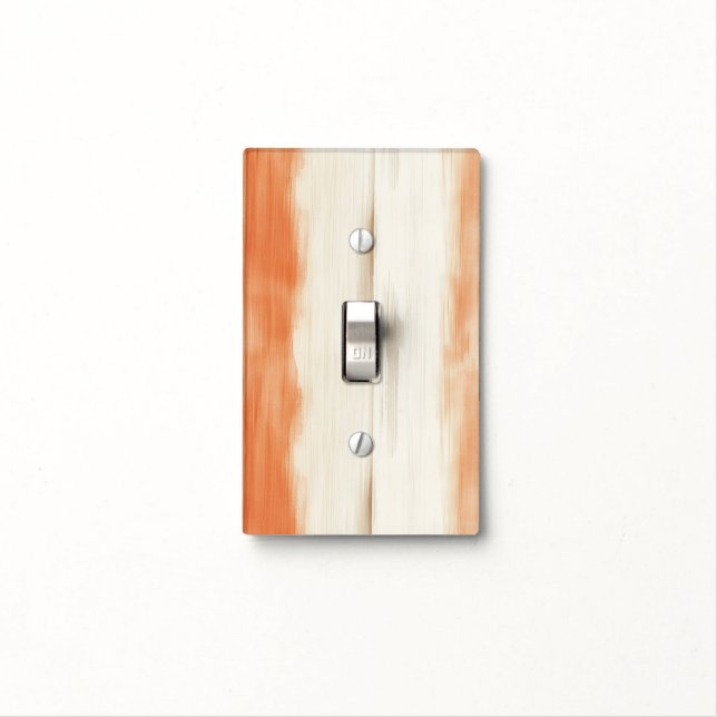 Cream Peach Orange Stripes   Light Switch Cover (In Situ)