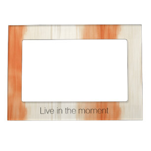 Cream Peach Orange Stripes   Magnetic Frame