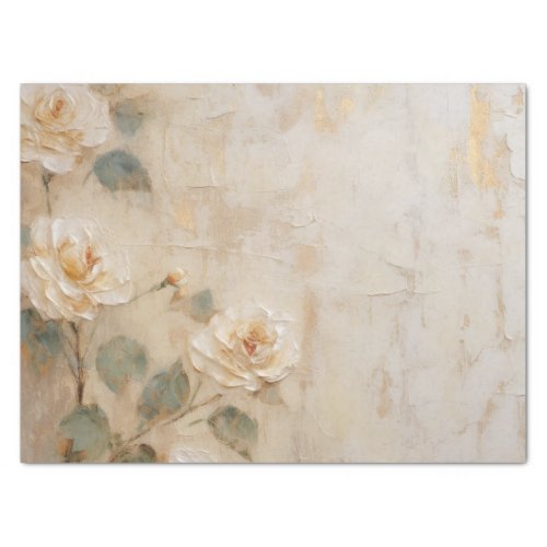 Cream Peach Roses Wedding Tissue Paper