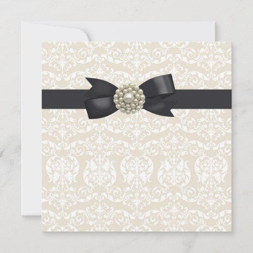 Cream Pearl Bow Black Tie Party Event Template Custom Invite