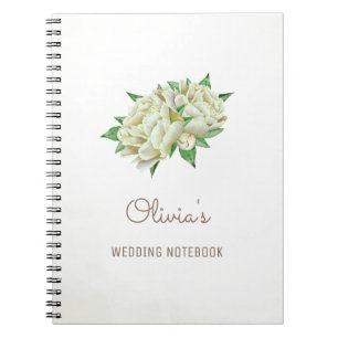 Cream Peony Flowers Wedding Planning Notebook