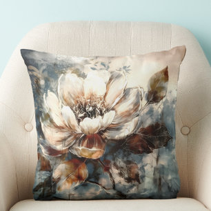 Cream Peony Watercolor Dream Throw Pillow