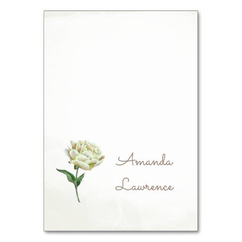 Cream Peony Watercolor Personalized Place Cards