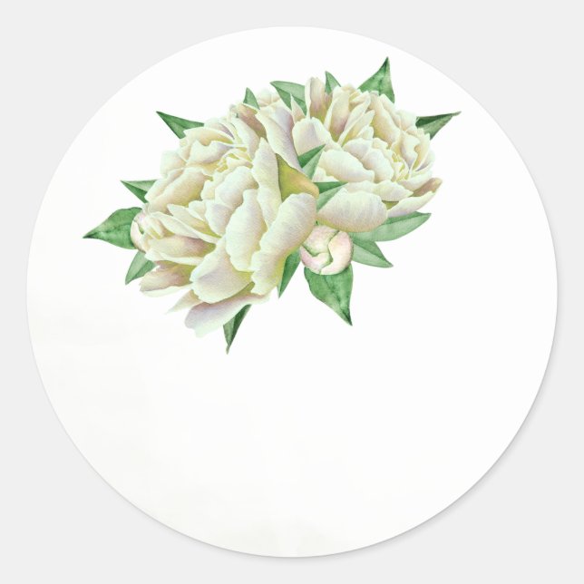 Cream Peony Wedding Favor Stickers (Front)
