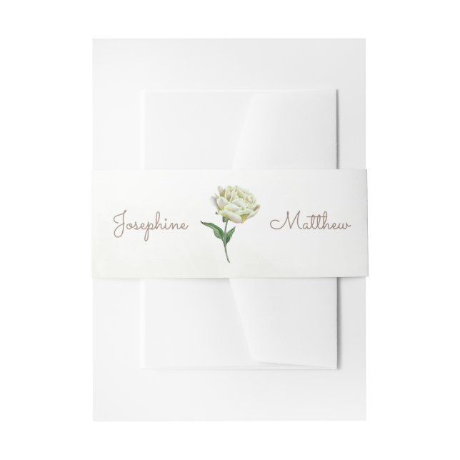 Cream Peony Wedding Invitation Belly Bands Band (Front Example)