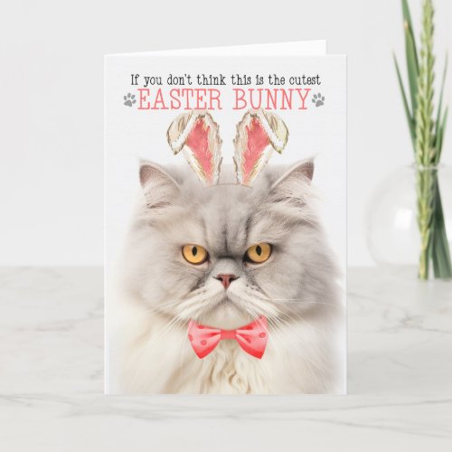 Cream Persian Cat Cutest Easter Bunny Kitty Puns Holiday Card