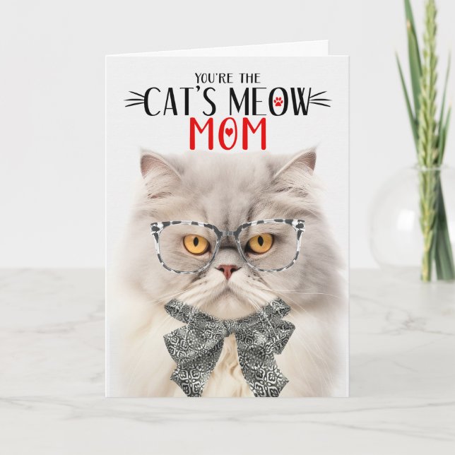 Cream Persian Cat for Mom on Mother's Day Holiday Card (Front)