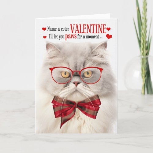 Cream Persian Cat Valentine Feline Humor Holiday Card