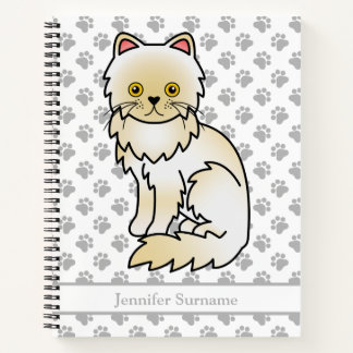 Cream Persian Cute Cartoon Cat &amp; Custom Text Notebook