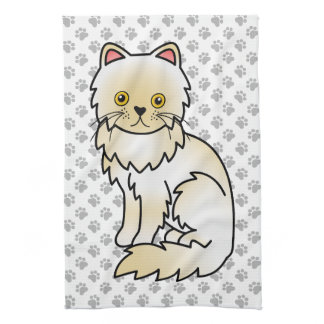Cream Persian Cute Cartoon Cat Illustration Kitchen Towel