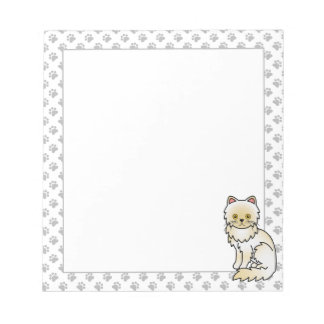 Cream Persian Cute Cartoon Cat Illustration Notepad