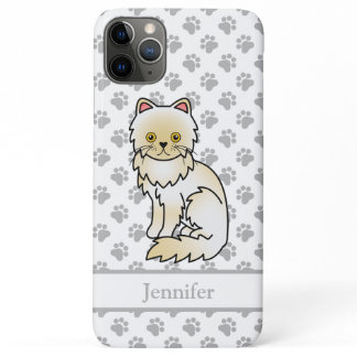 Cream Persian Cute Cartoon Cat &amp; Name iPhone 11 Pro Max Case