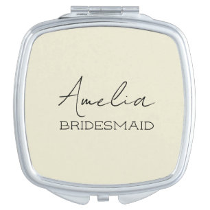 Cream Personalized Bridesmaid Compact Mirror