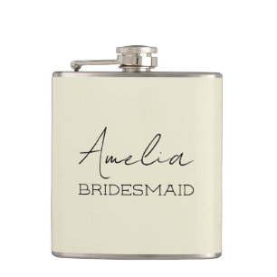Cream Personalized Bridesmaid Flask
