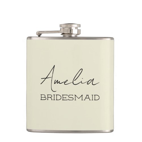 Cream Personalized Bridesmaid Flask