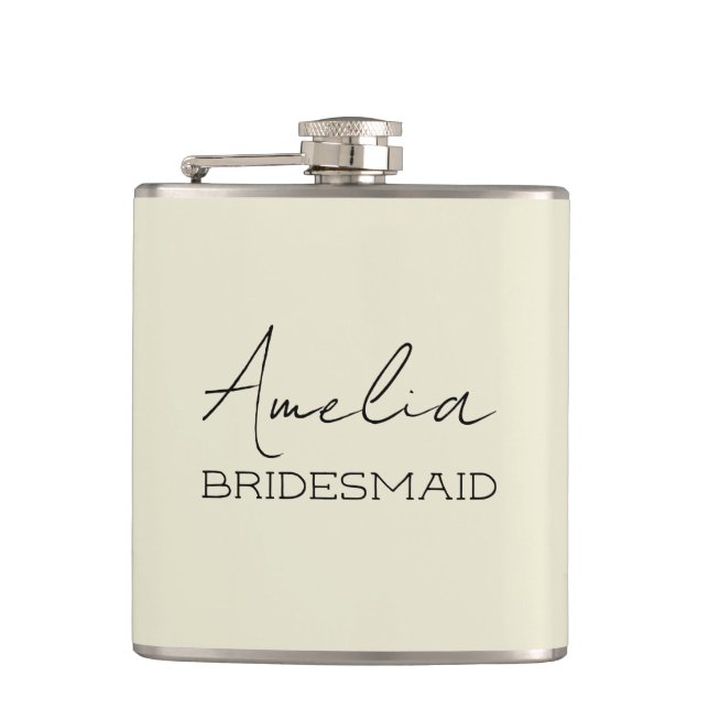 Cream Personalized Bridesmaid Flask (Front)