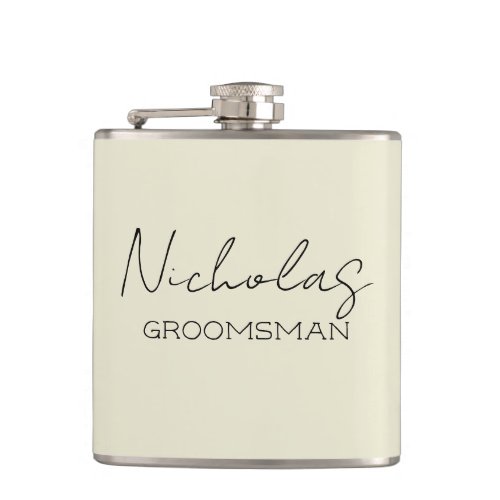 Cream Personalized Groomsman Flask
