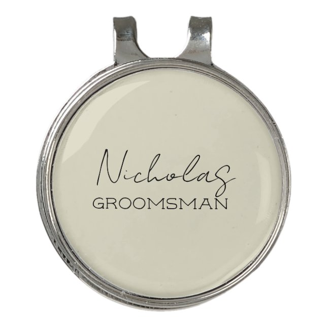 Cream Personalized Groomsman Golf Hat Clip (Front)