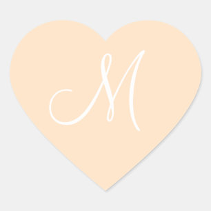Cream  Personalized Initial Invitation Heart Sticker