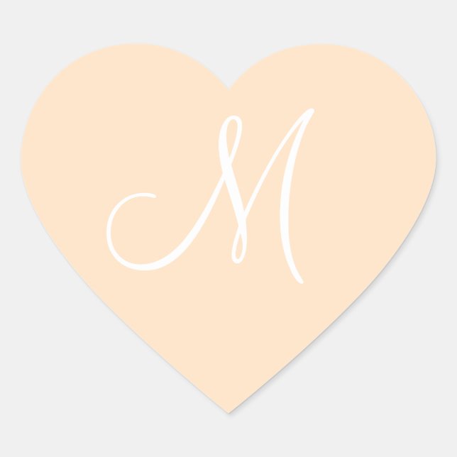 Cream  Personalized Initial Invitation Heart Sticker (Front)