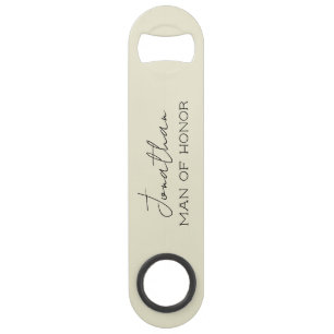 Cream Personalized Man of Honor Bottle Opener