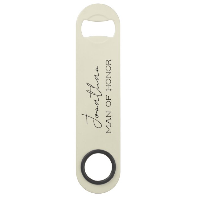 Cream Personalized Man of Honor Bottle Opener  (Front)
