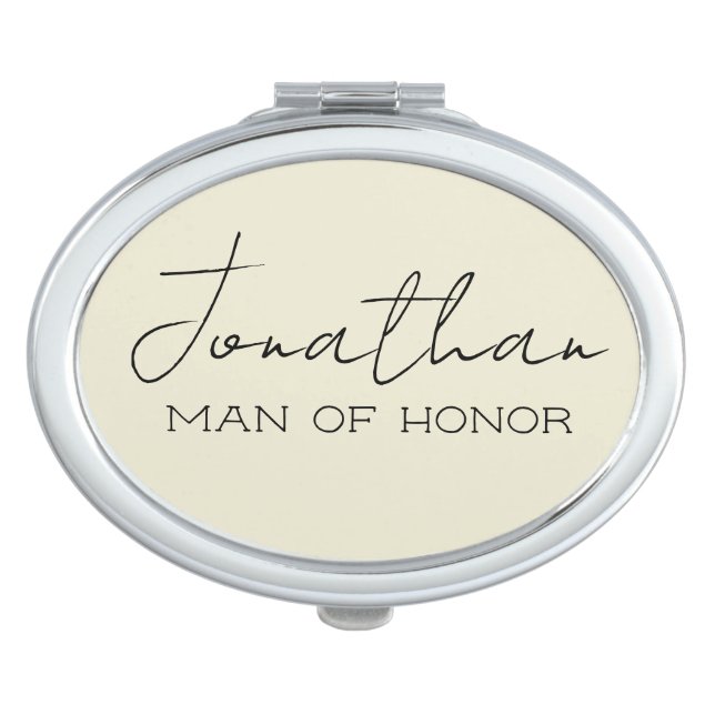 Cream Personalized Man of Honor  Compact Mirror (Front)