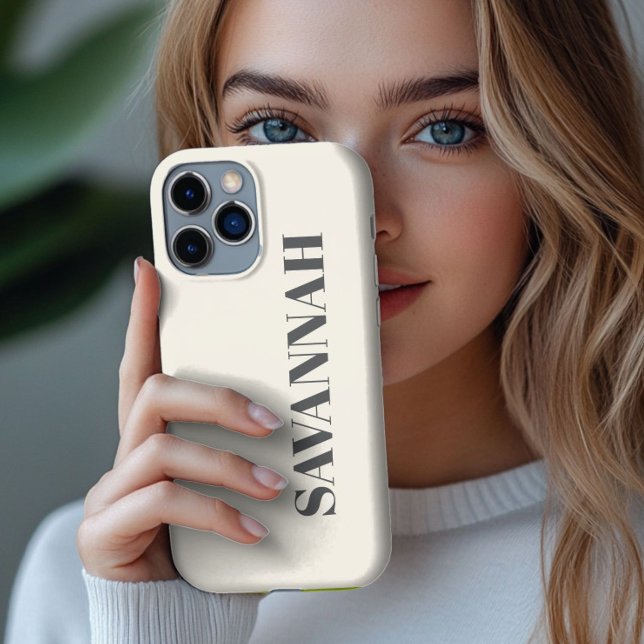 Cream personalized name simple  Case-Mate iPhone case (Creator Uploaded)