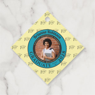 Cream Photo Modern Graduation Party Thank You Favor Tags