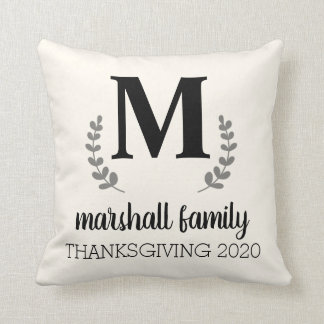 Cream Pillow with Personalize Family Initial