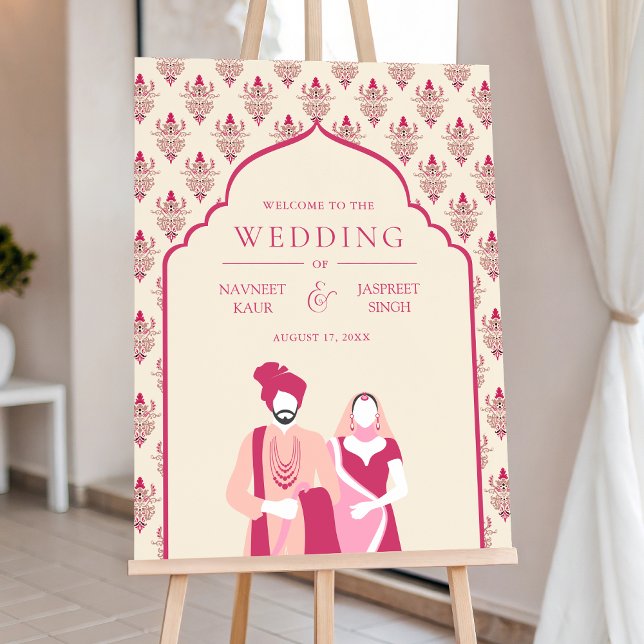 Cream Pink Arch Indian Wedding Welcome Sign (Creator Uploaded)