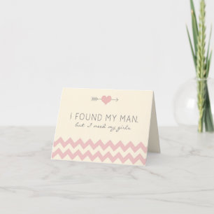 Cream & Pink Chevron Junior Bridesmaid Card