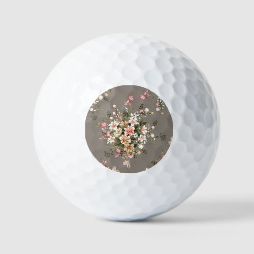 Cream pink flowers on grey golf balls