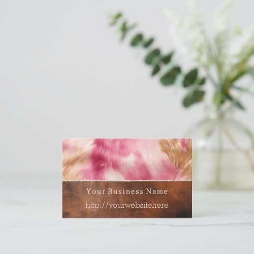 Cream Pink Gold Cream Southwest Cowgirl Cowhide Business Card