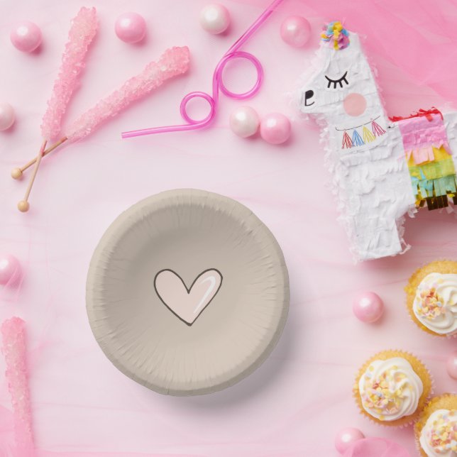 Cream Pink Heart Baby Shower Paper Bowls (Party)