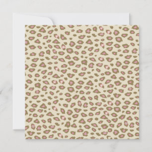 Cream Pink Leopard Print Birthday Invitation