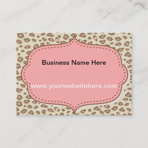 Cream Pink Leopard Print Business Cards