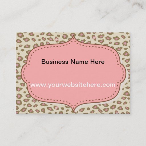 Customizable Cream Pink Leopard Print Business Cards
