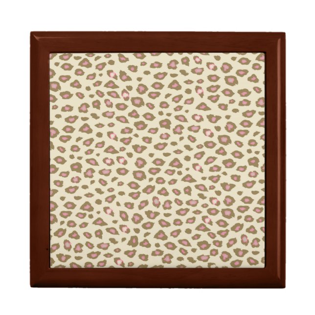 Cream Pink Leopard Print Keepsake Box (Front)